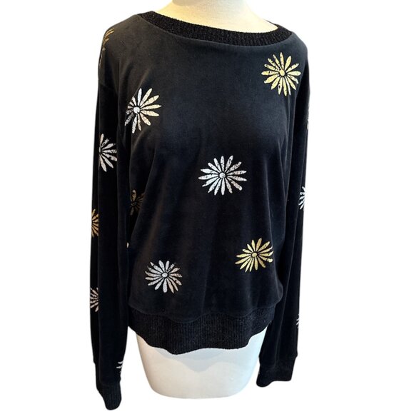 Splendid Margherita Velluto Daisy Print Velour Sweatshirt - Picture 1 of 9